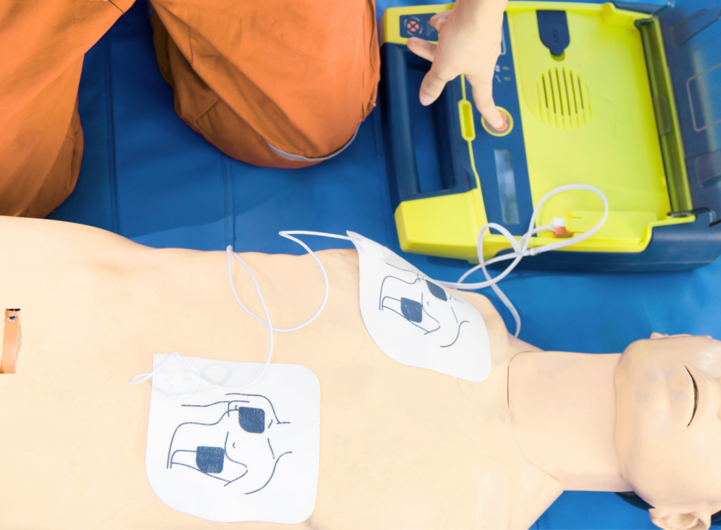 AED training demonstration for businesses.