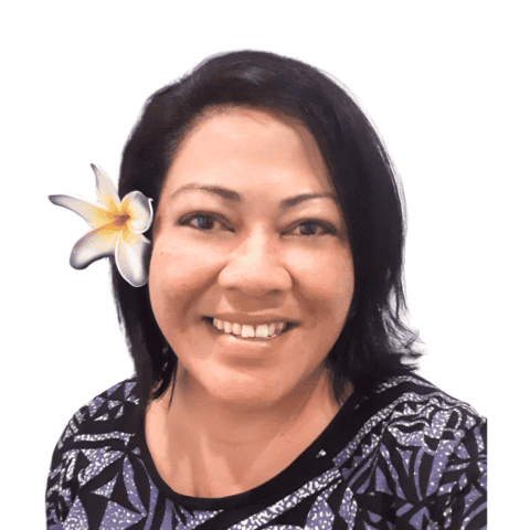 Josephine Faalupega, Internal Account Manager at Life Care, smiling with a flower.